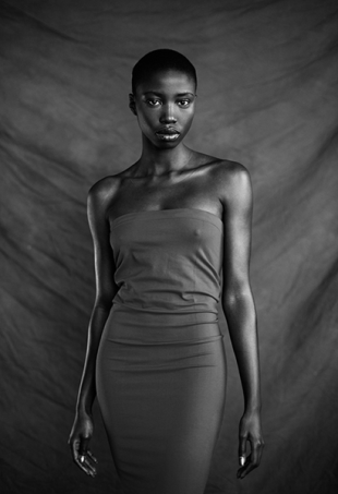 african woman in dress bw